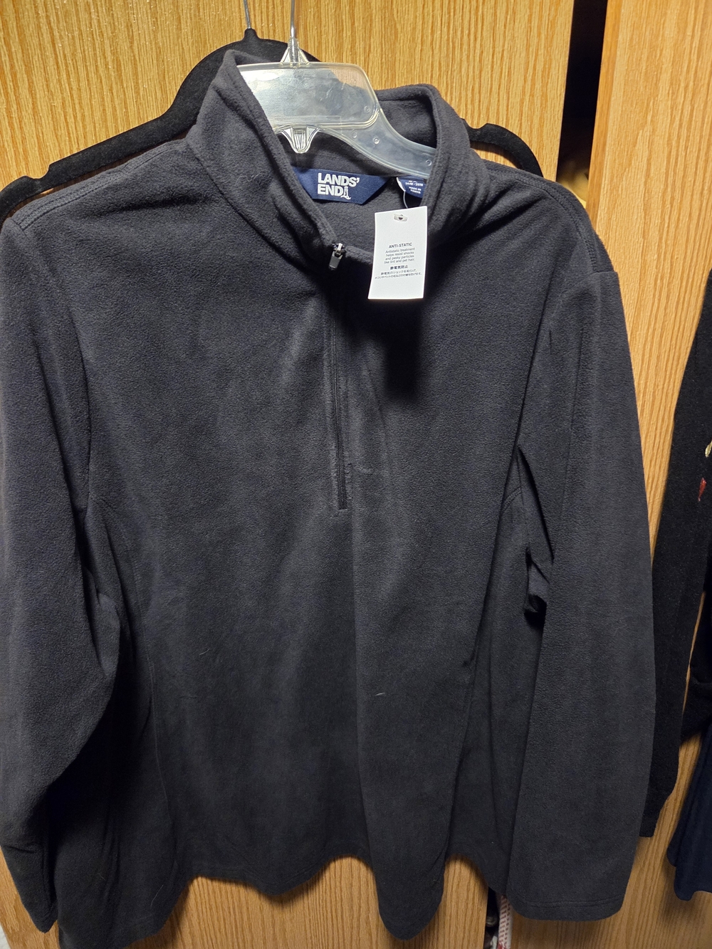 Lands' End Black Quarter-Zip Fleece Sweater